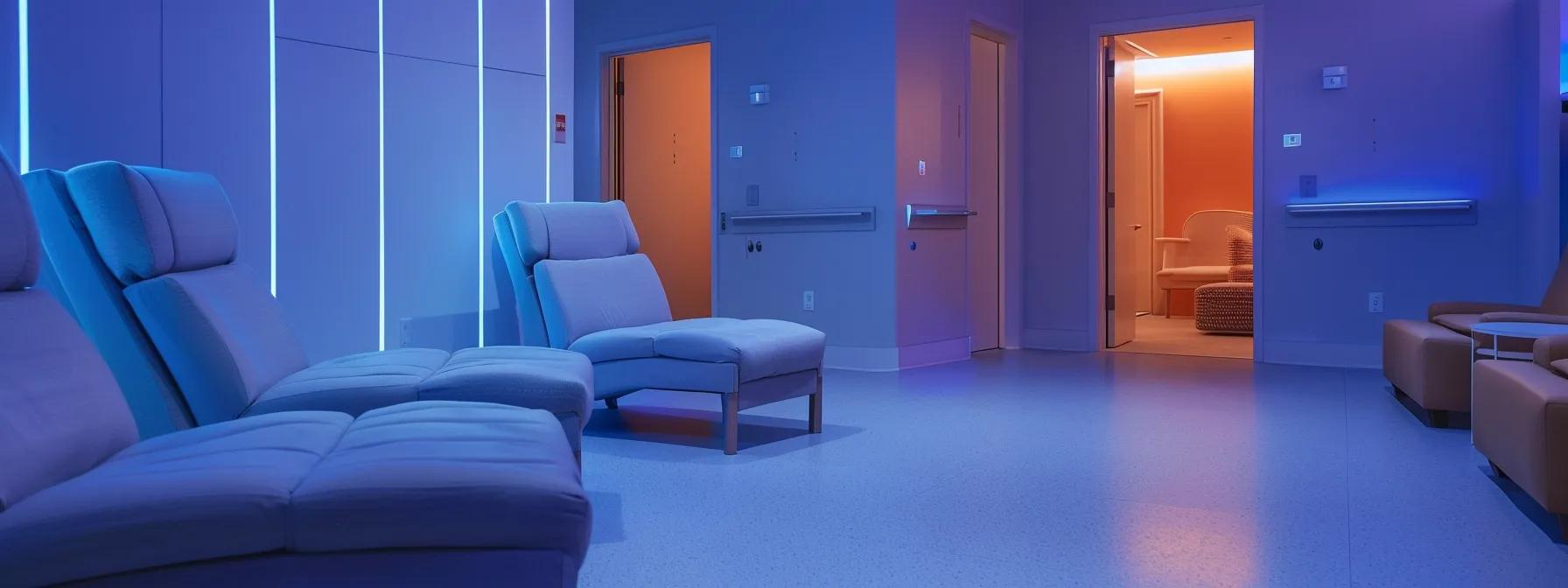 a modern, welcoming interior of the strength recovery center in massachusetts features softly lit counseling rooms with comfortable seating and therapeutic decor, emphasizing a supportive atmosphere for individuals seeking intensive outpatient programs for recovery.