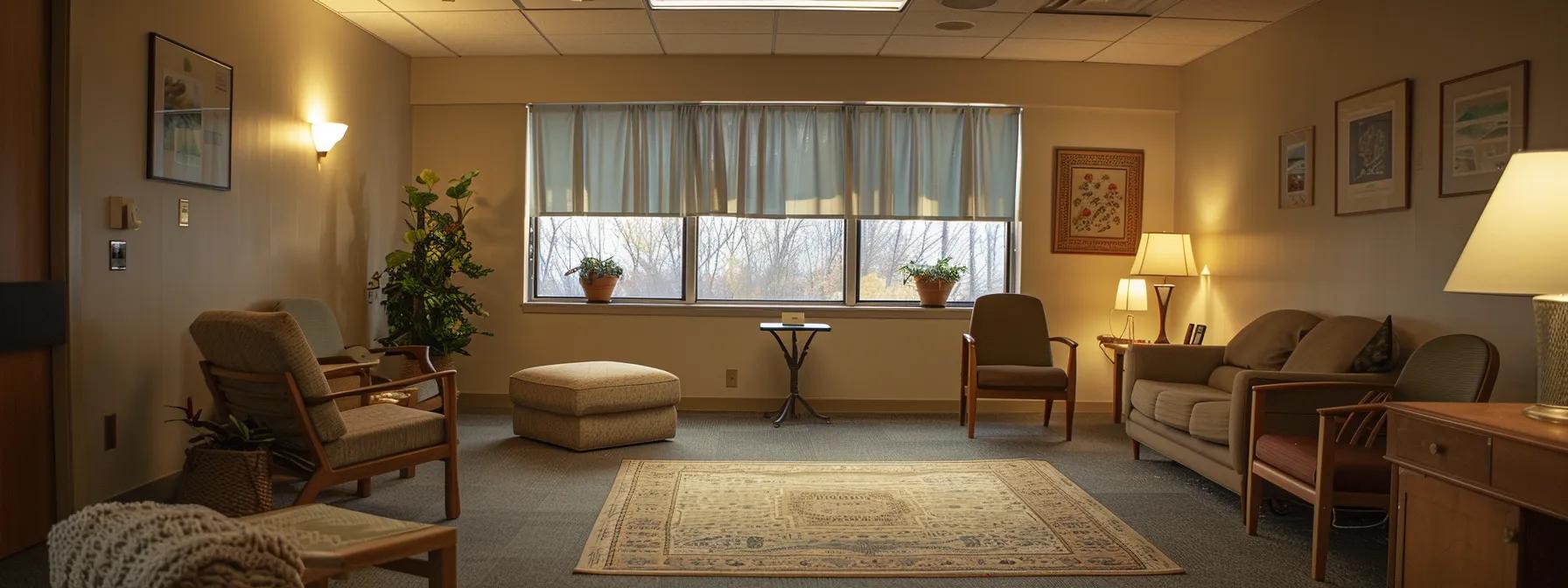 a warm, inviting therapy room in massachusetts, filled with diverse participants engaged in a group therapy session, surrounded by soft, ambient lighting and comfortable furnishings that promote a sense of safety and compassion in addiction treatment. a warm, inviting therapy room in massachusetts, filled with diverse participants engaged in a group therapy session, surrounded by soft, ambient lighting and comfortable furnishings that promote a sense of safety and compassion in addiction treatment.