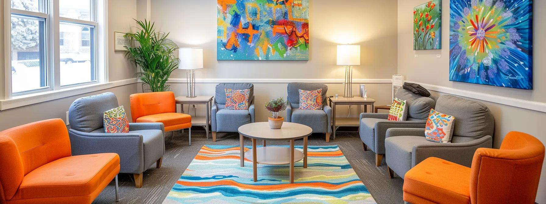 a bright, inviting therapy room in massachusetts showcases a compassionate group therapy session for addiction recovery, with a diverse group of individuals engaged in supportive dialogue, surrounded by motivational artwork and cozy furnishings that promote a sense of community and healing. a bright, inviting therapy room in massachusetts showcases a compassionate group therapy session for addiction recovery, with a diverse group of individuals engaged in supportive dialogue, surrounded by motivational artwork and cozy furnishings that promote a sense of community and healing.