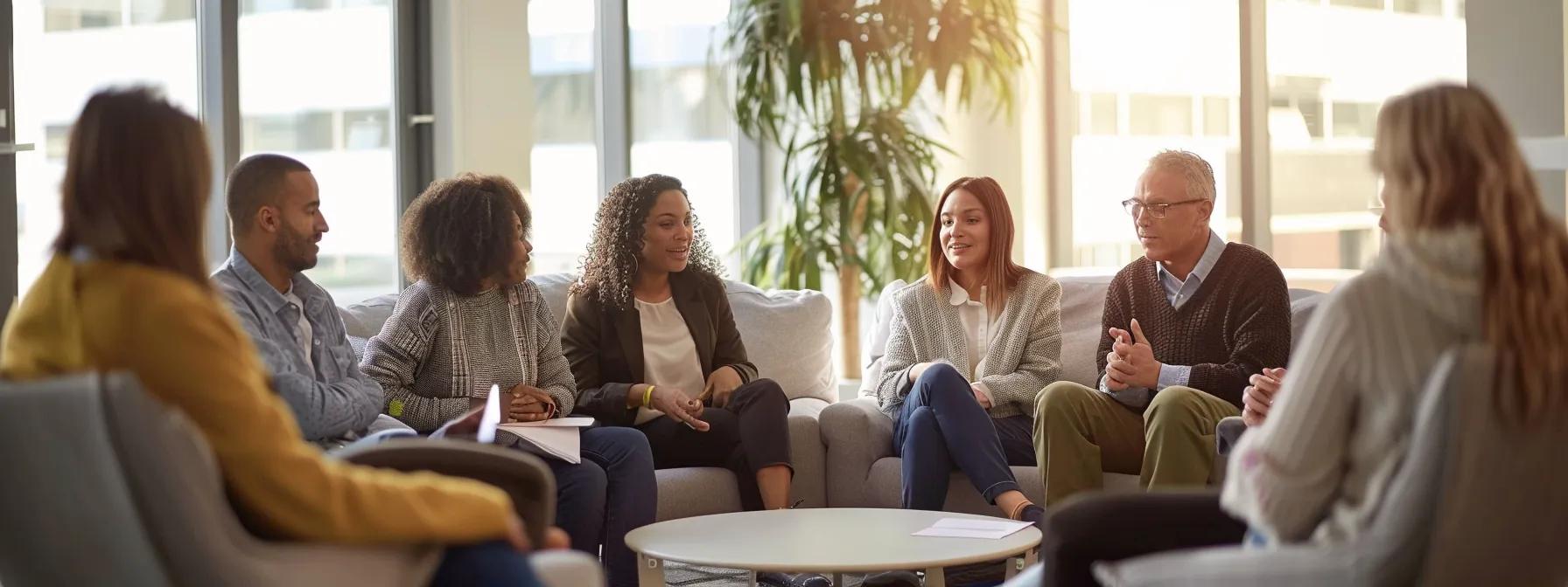 a focused group therapy session in a contemporary, well-lit massachusetts office surrounded by empathetic participants, each expressing concern and understanding while discussing the serious withdrawal symptoms of benzodiazepine dependence. a focused group therapy session in a contemporary, well-lit massachusetts office surrounded by empathetic participants, each expressing concern and understanding while discussing the serious withdrawal symptoms of benzodiazepine dependence.