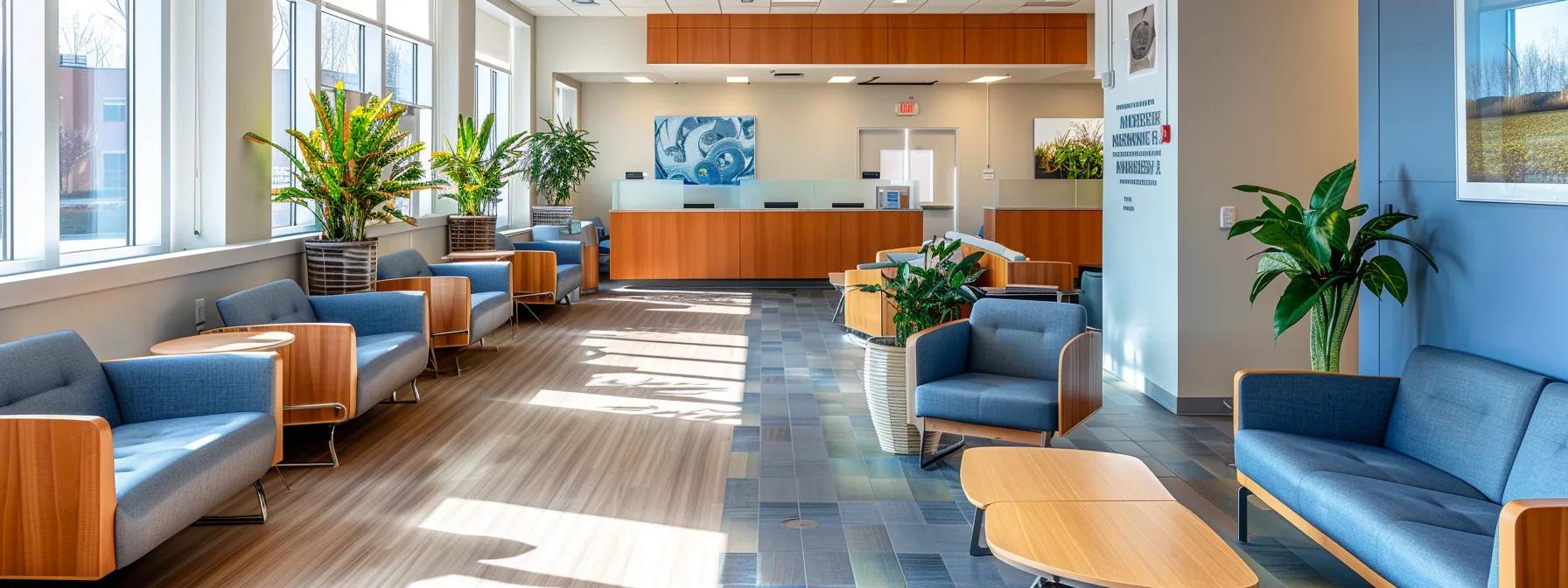 a modern, brightly-lit addiction treatment center in massachusetts showcases a welcoming and serene interior, featuring comfortable lounge areas and inviting therapy spaces designed to foster recovery and promote positive interactions among patients. a modern, brightly-lit addiction treatment center in massachusetts showcases a welcoming and serene interior, featuring comfortable lounge areas and inviting therapy spaces designed to foster recovery and promote positive interactions among patients.