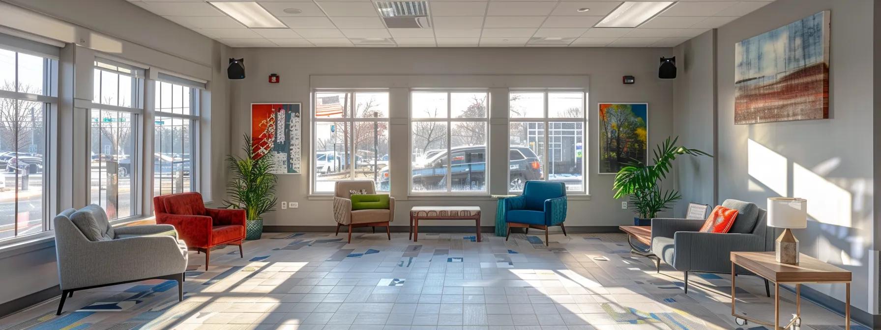 a vibrant and welcoming addiction treatment center in massachusetts, showcasing a comfortable lounge filled with supportive individuals engaging in meaningful conversations, emphasizing a sense of community and hope for post-treatment recovery. a vibrant and welcoming addiction treatment center in massachusetts, showcasing a comfortable lounge filled with supportive individuals engaging in meaningful conversations, emphasizing a sense of community and hope for post-treatment recovery.