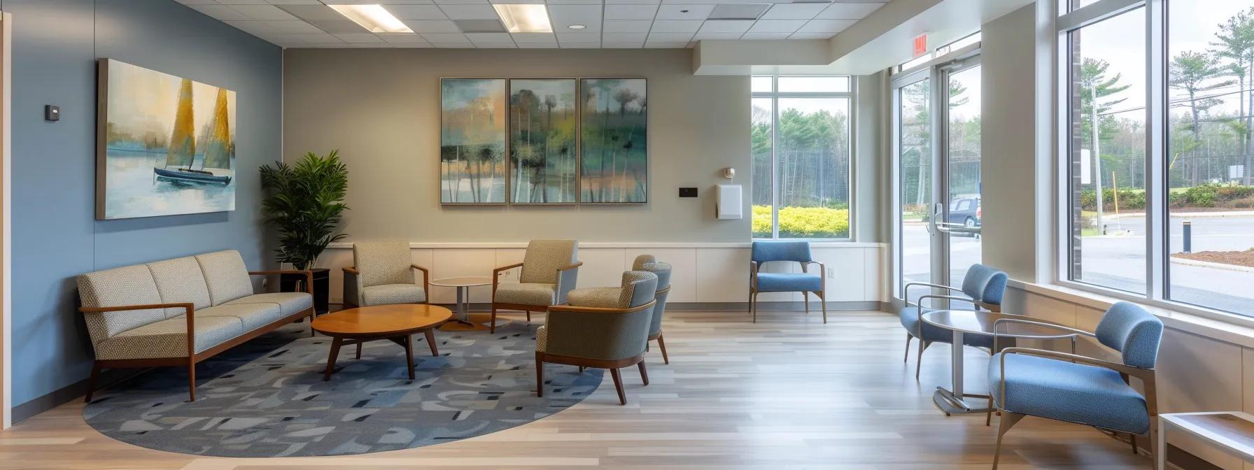 a spacious, modern addiction treatment center in massachusetts, filled with soothing colors and contemporary furnishings, showcases a collaborative therapy session where diverse individuals engage in evidence-based practices, reflecting hope and recovery. a spacious, modern addiction treatment center in massachusetts, filled with soothing colors and contemporary furnishings, showcases a collaborative therapy session where diverse individuals engage in evidence-based practices, reflecting hope and recovery.